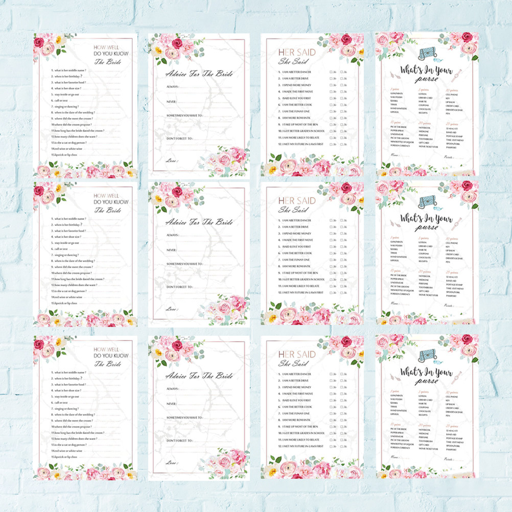 Party Games Bachelorette - 48pcs Game Cards Premium Paper Wedding