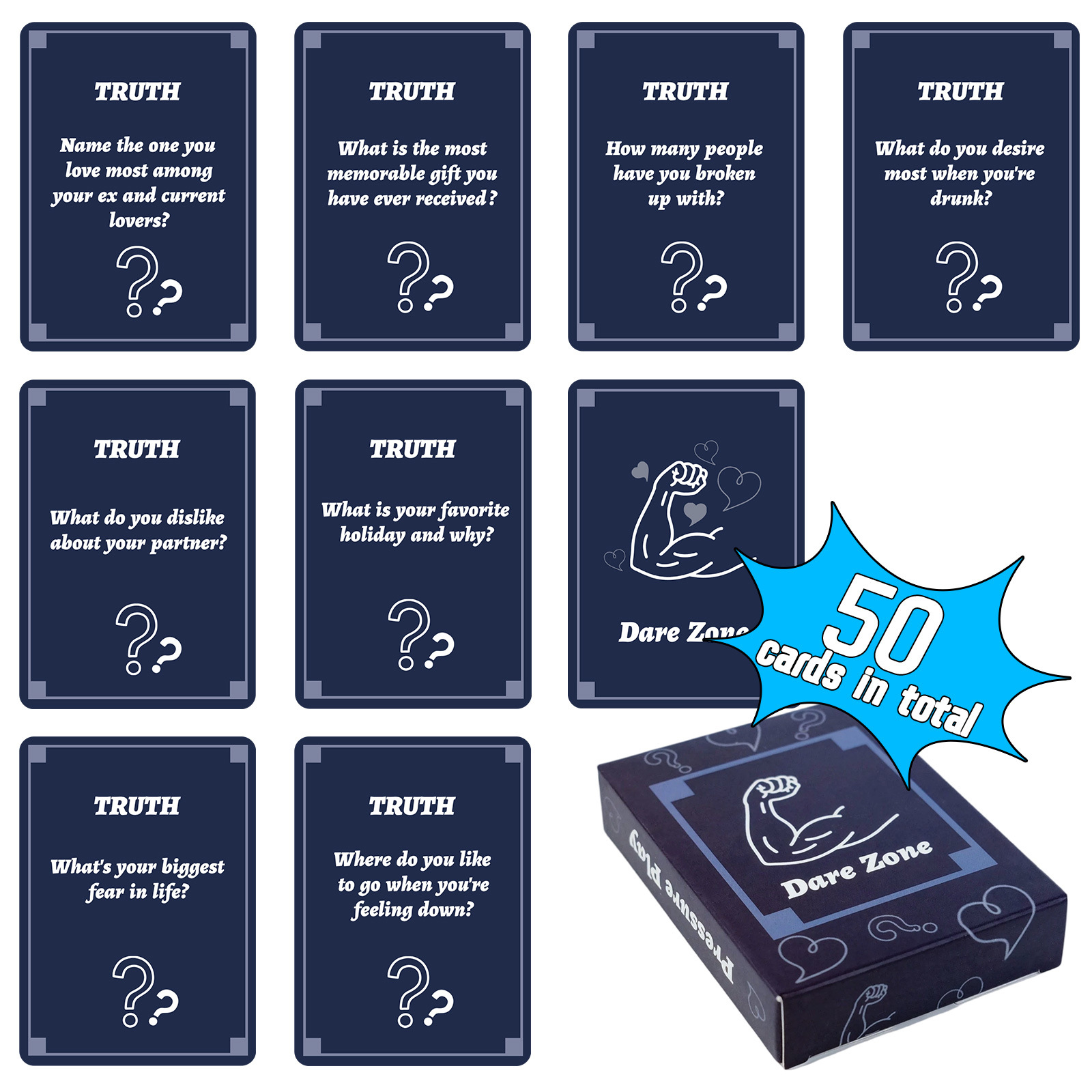 50Pcs Party Game Cards for Adu - Party Games Group 评论和价格