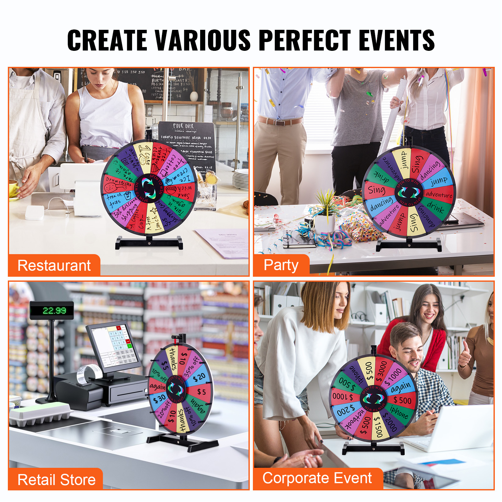 SucceBuy 18/24/36 inch Spinnin - Party Games Spin The Wheel 评论和价格