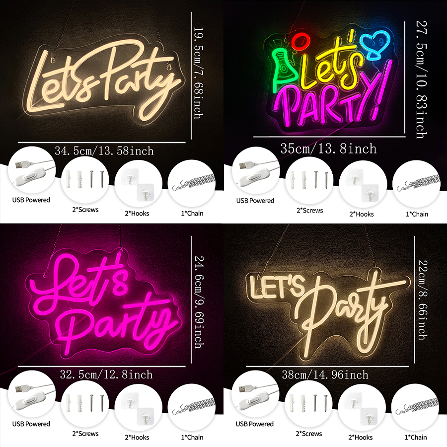 Let'S Party Series Neon Sign F - Party Games Bachelorette 评论和价格