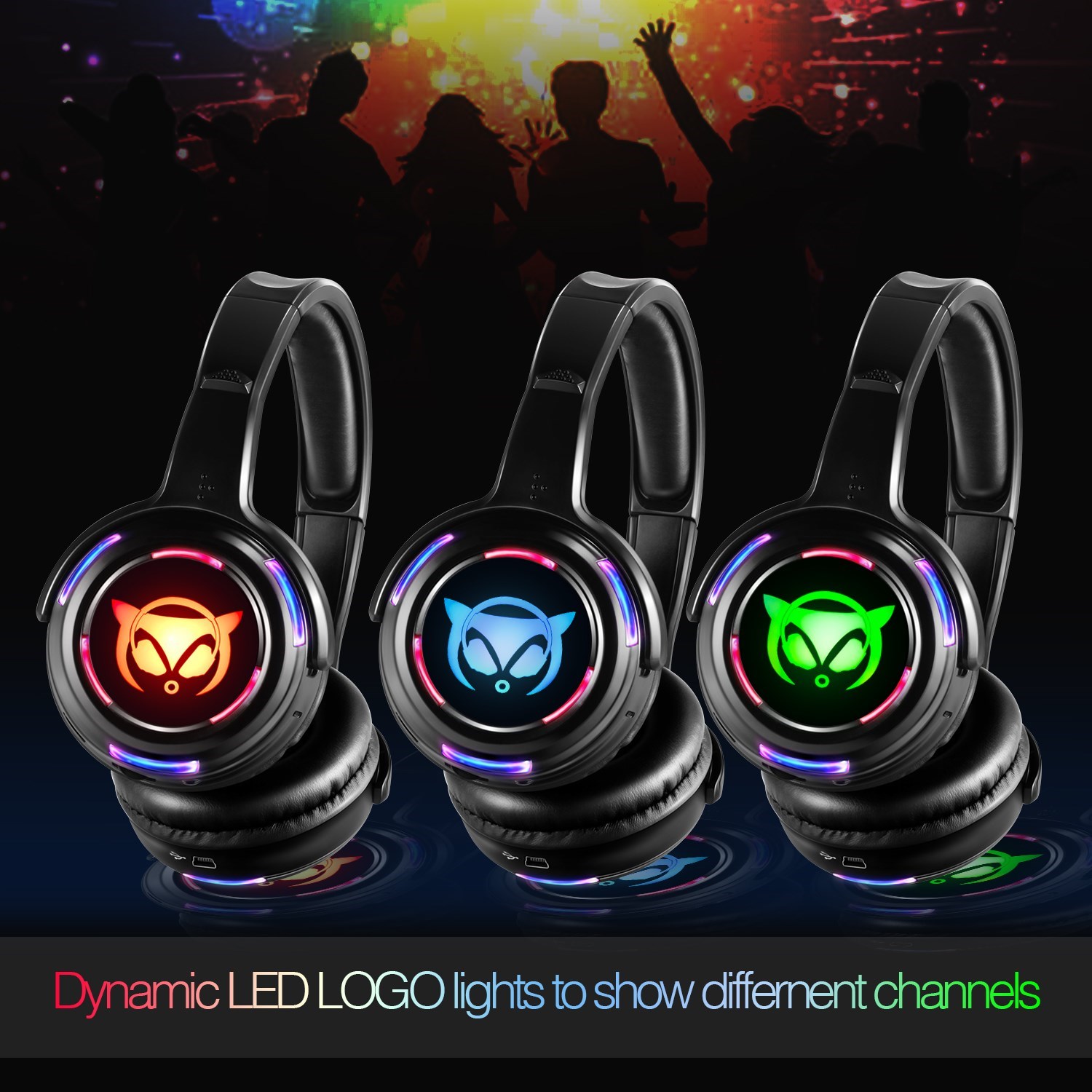 Silent Disco Headphones LED Wi - Party Games Mobile 评论和价格